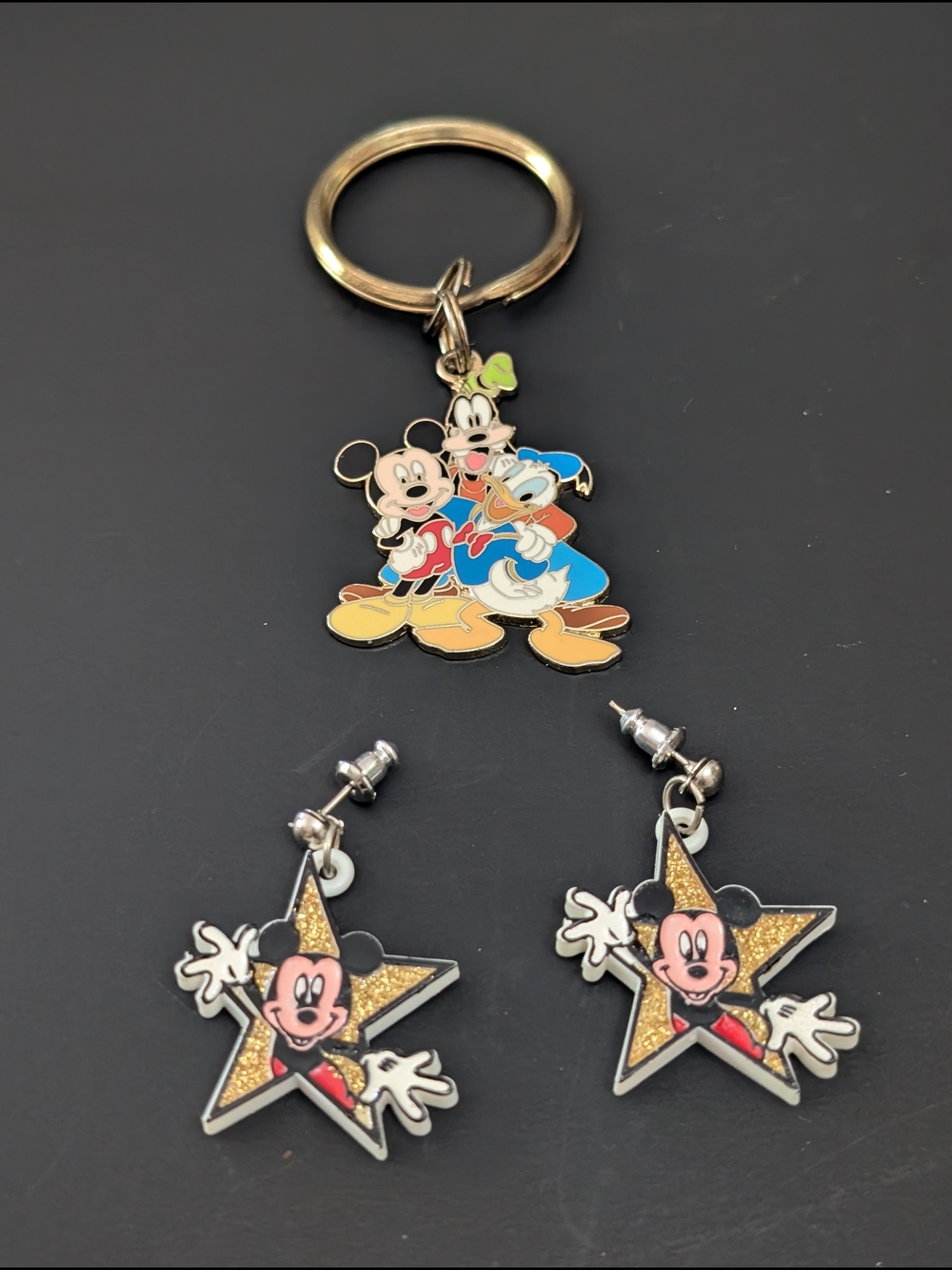 Disney Kids Mickey & Friends Keychain and Star Earrings Lot 2 - 2026D6